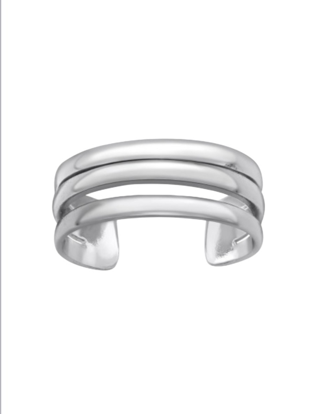 Rhodium Triple Band Adjustable Toe Ring